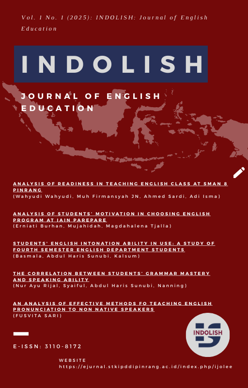 					View Vol. 1 No. 1 (2025): Journal of English Education (Indolish)
				